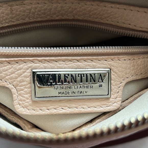 VALENTINA Made In Italy Pink Pebbled Leather Shoulder Bag - Picture 6 of 6